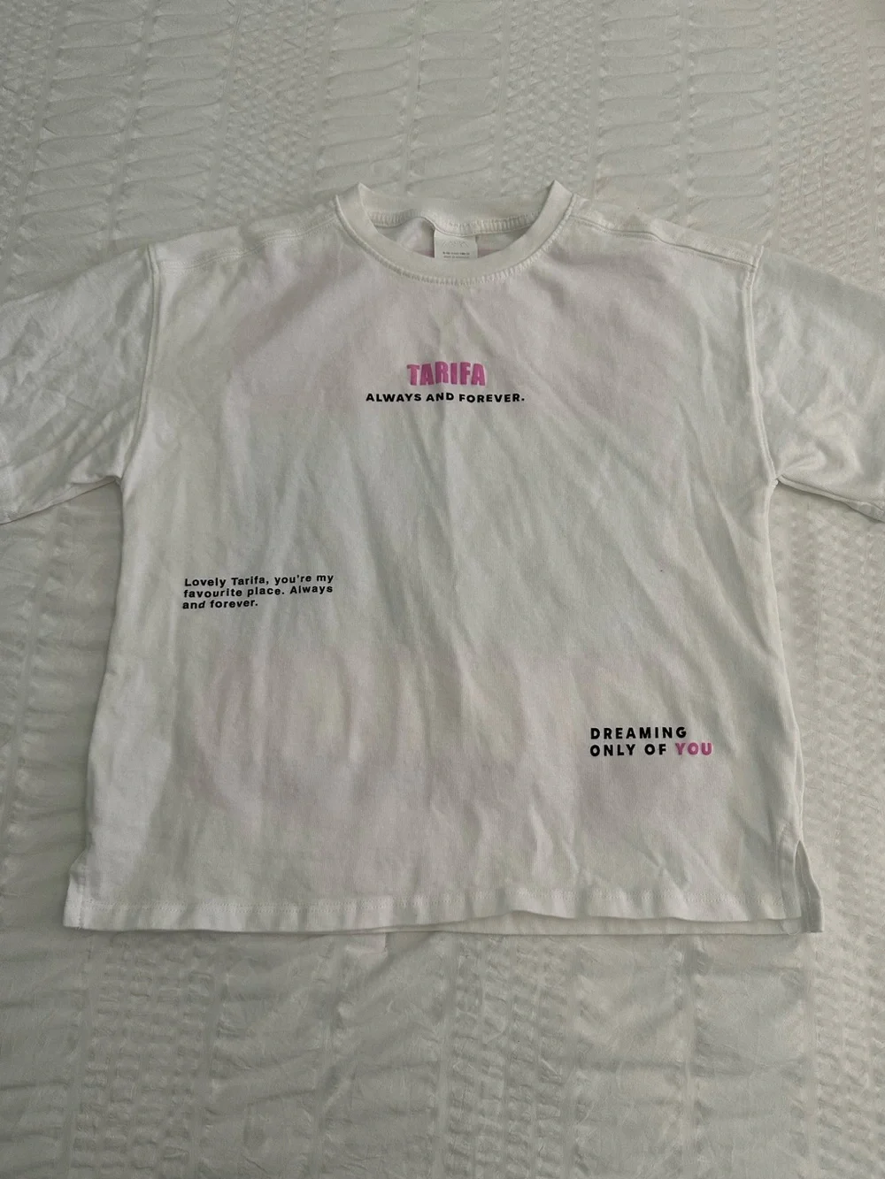 Zara White Short-Sleeve Tee with Tarifa Always and Forever Print Size 9-10Y